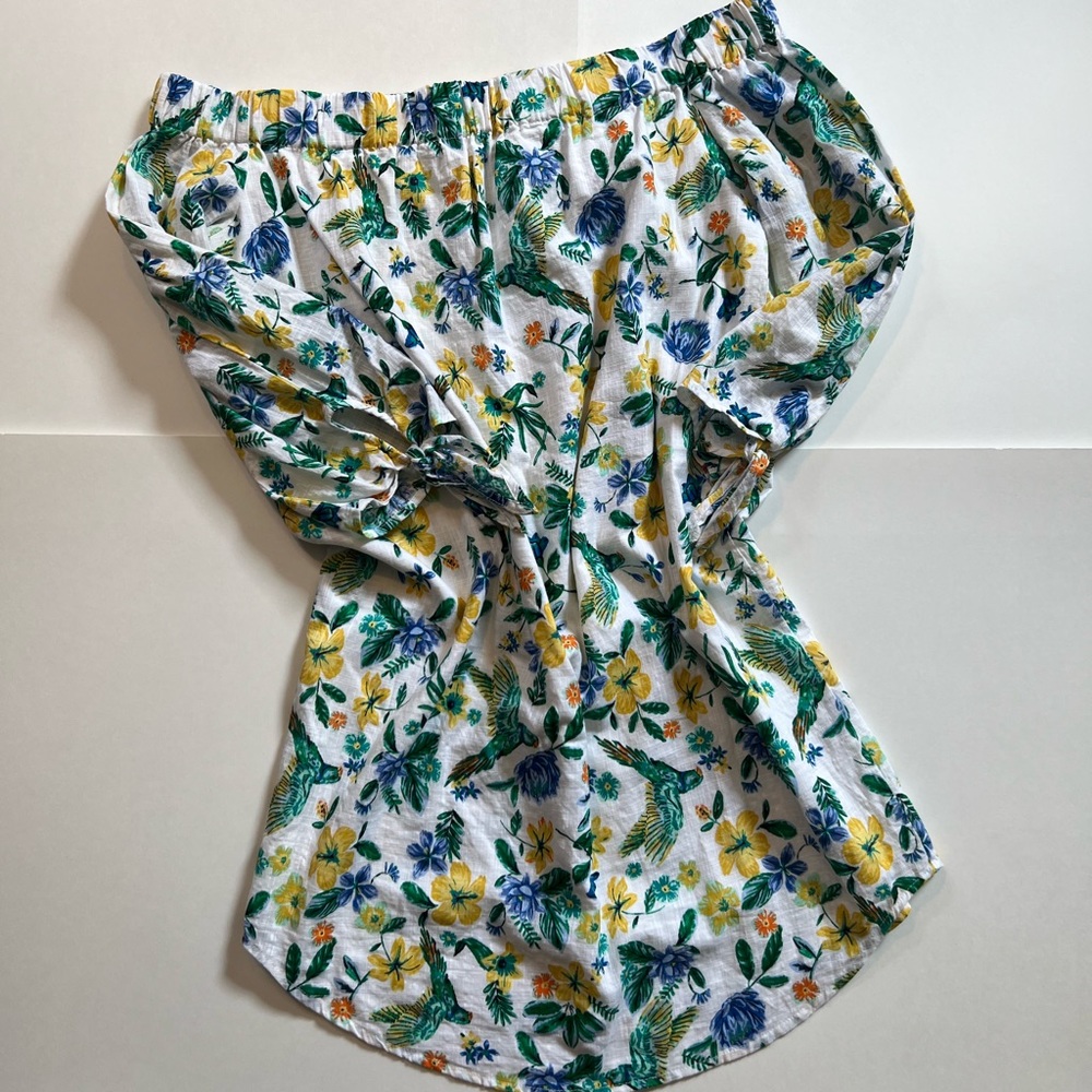 Old Navy Off the Shoulder Dress with Hummingbirds and Flowers